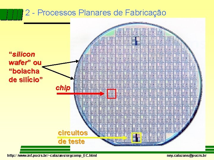 2 - Processos Planares de Fabricação “silicon wafer” ou “bolacha de silício” chip circuitos