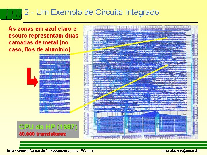 2 - Um Exemplo de Circuito Integrado As zonas em azul claro e escuro