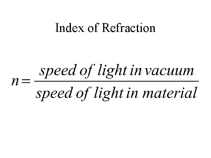 Index of Refraction 