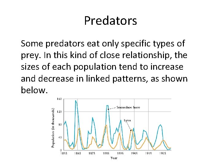 Predators • Some predators eat only specific types of prey. In this kind of