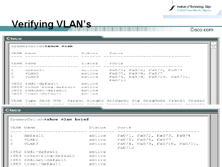 Verifying VLAN’s 16 