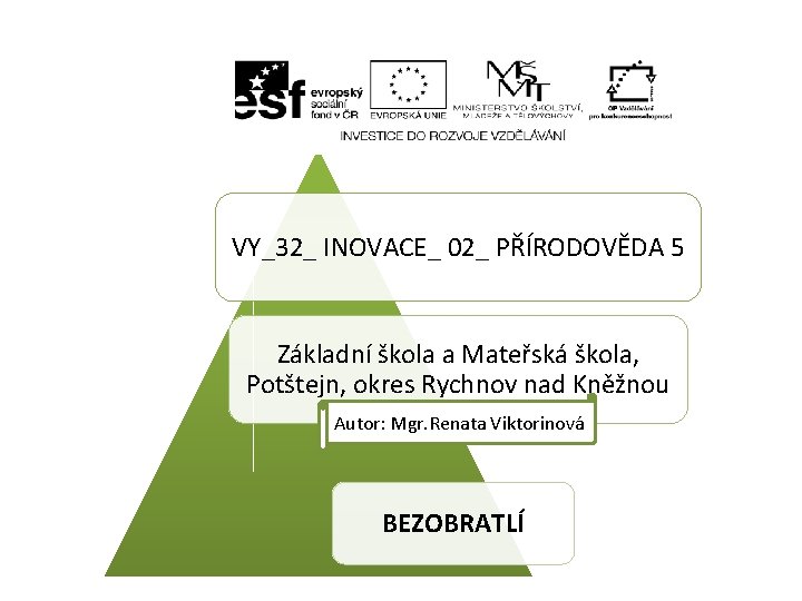 VY_32_ INOVACE_ 02_ PŘÍRODOVĚDA 5 Základní škola a Mateřská škola, Potštejn, okres Rychnov nad