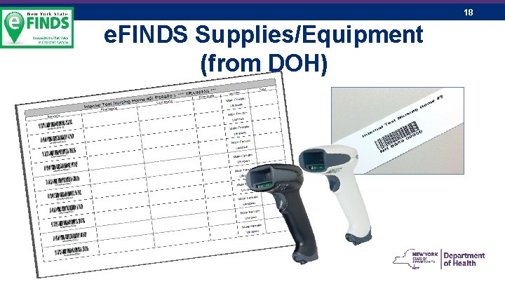 18 e. FINDS Supplies/Equipment (from DOH) 