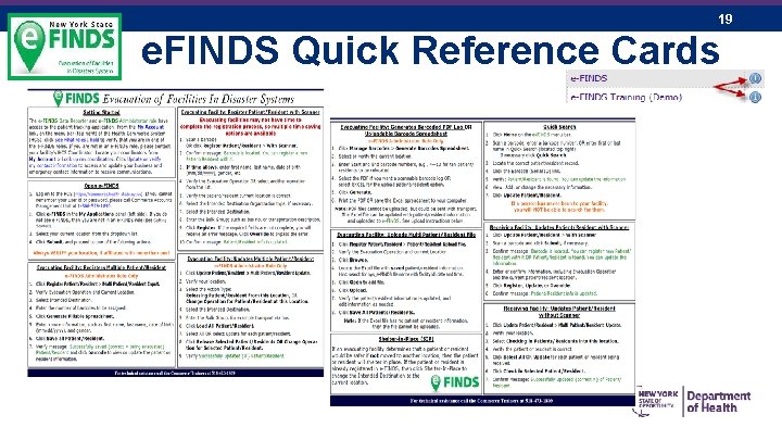19 e. FINDS Quick Reference Cards 