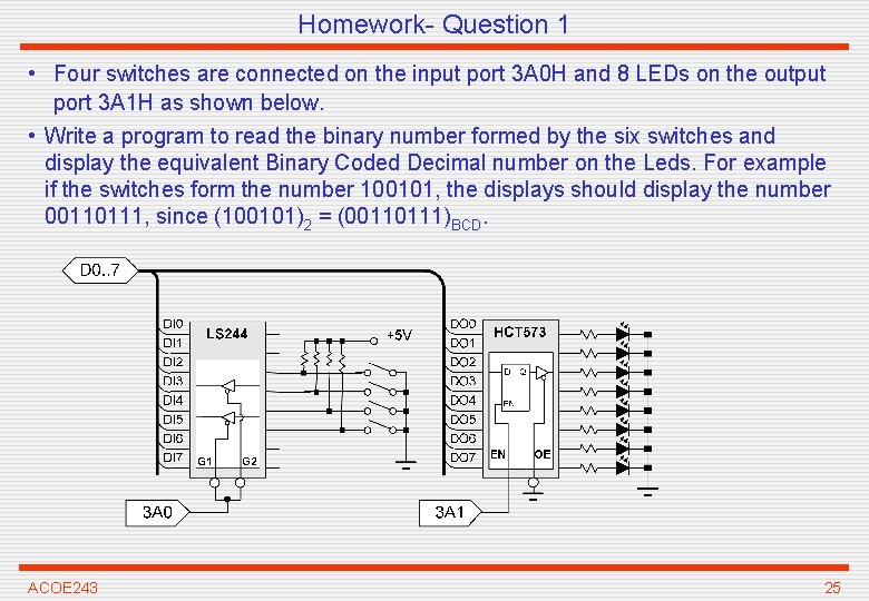 Homework- Question 1 • Four switches are connected on the input port 3 A