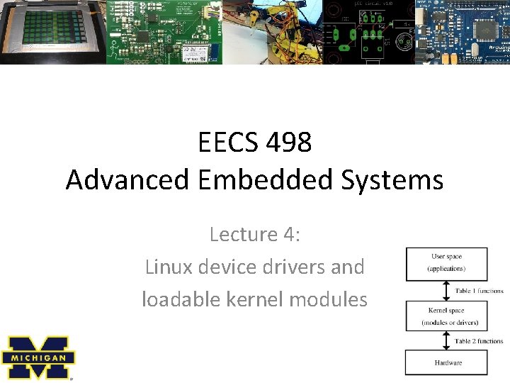 EECS 498 Advanced Embedded Systems Lecture 4: Linux device drivers and loadable kernel modules