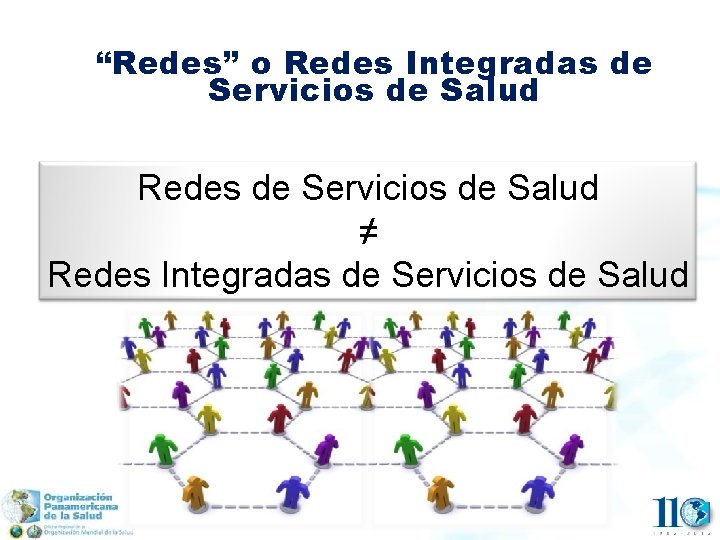 “Redes” o Redes Integradas de Servicios de Salud Redes de Servicios de Salud ≠