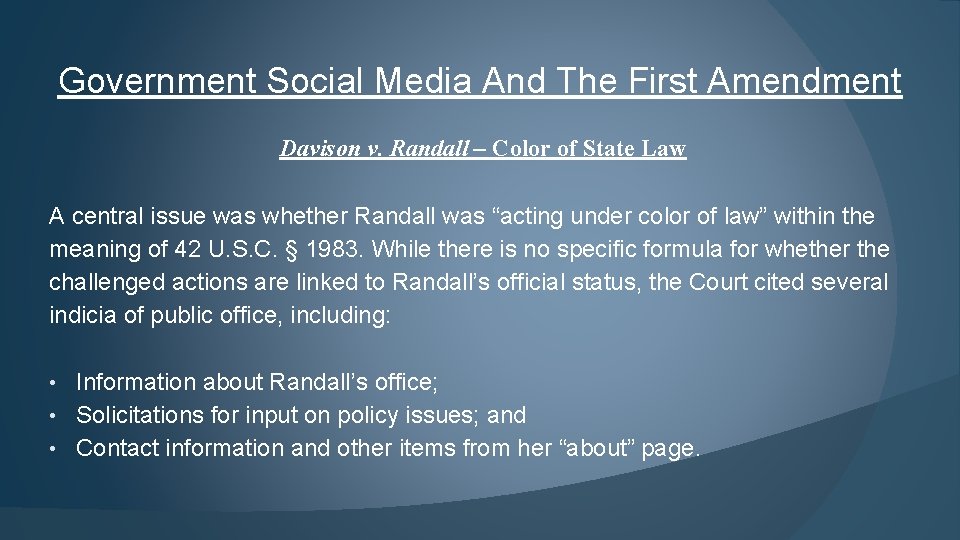 Government Social Media And The First Amendment Davison v. Randall – Color of State