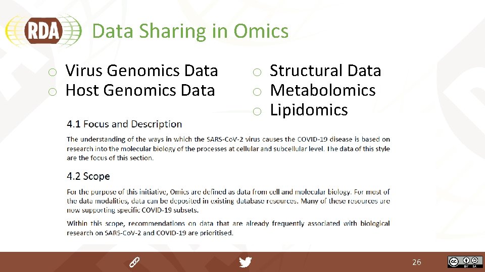 Data Sharing in Omics o Virus Genomics Data o Host Genomics Data o Structural Data Sharing in Omics o Virus Genomics Data o Host Genomics Data o Structural