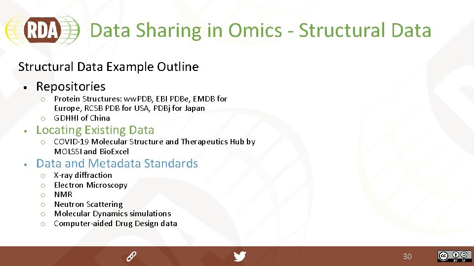 Data Sharing in Omics - Structural Data Example Outline • Repositories o Protein Structures: Data Sharing in Omics - Structural Data Example Outline • Repositories o Protein Structures: