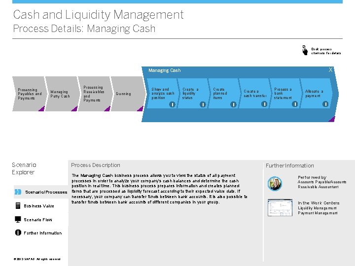 Cash and Liquidity Management Process Details: Managing Cash Click process chevrons for details X
