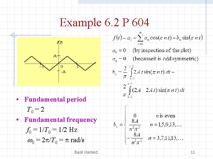 Example 6. 2 P 604 • Fundamental period T 0 = 2 • Fundamental