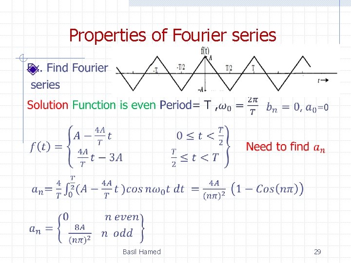 Properties of Fourier series Basil Hamed 29 