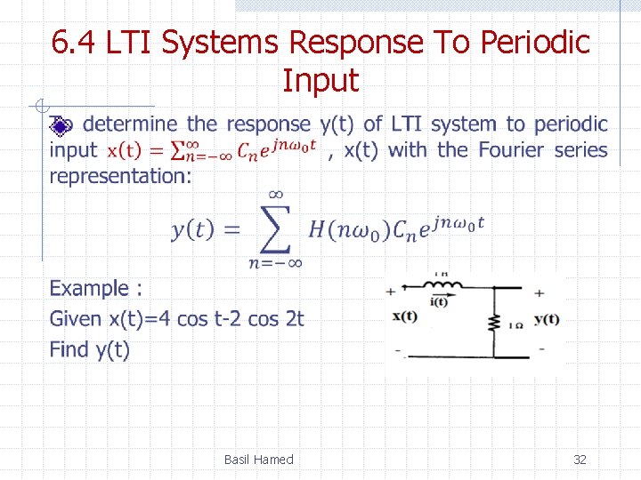 6. 4 LTI Systems Response To Periodic Input Basil Hamed 32 