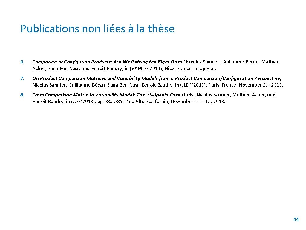 Publications non liées à la thèse 6. Comparing or Conﬁguring Products: Are We Getting