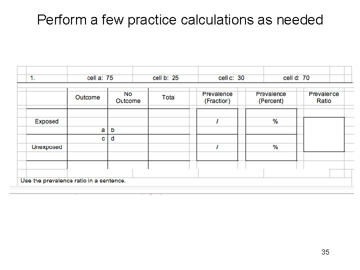 Perform a few practice calculations as needed 35 