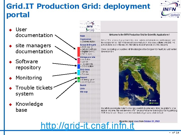 Grid. IT Production Grid: deployment portal u u u User documentation site managers documentation