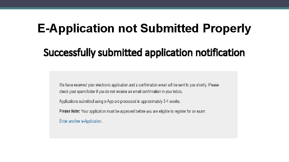 E-Application not Submitted Properly Successfully submitted application Issue environmental occupational licensesnotification • • Review