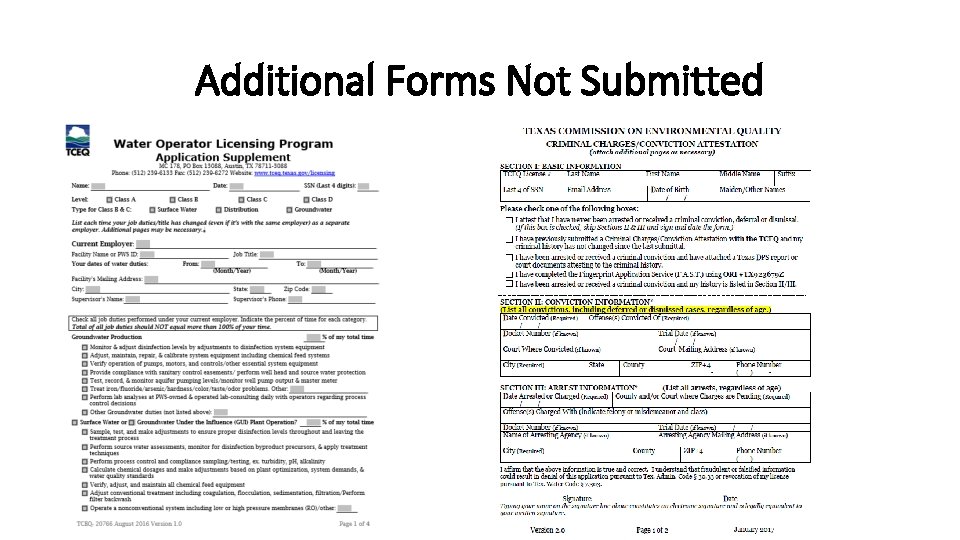 Additional Forms Not Submitted 