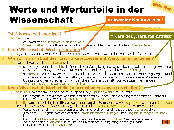 Mei Werte und Werturteile in der = abwegige Kontroversen ! Wissenschaft n Ra 1.