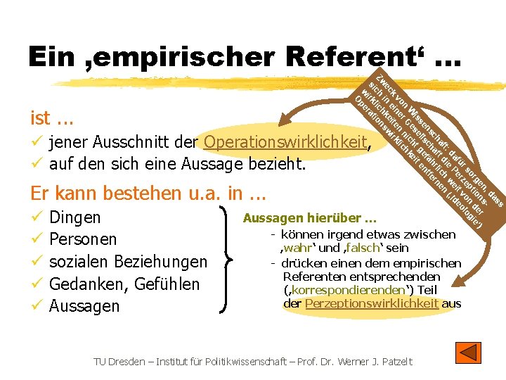 Ein ‚empirischer Referent‘. . . ss da n, s- r ge on e e‘)