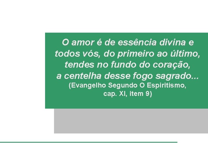 O amor é de essência divina e todos vós, do primeiro ao último, tendes