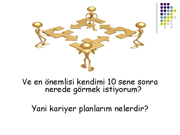 Ve en önemlisi kendimi 10 sene sonra nerede görmek istiyorum? Yani kariyer planlarım nelerdir?