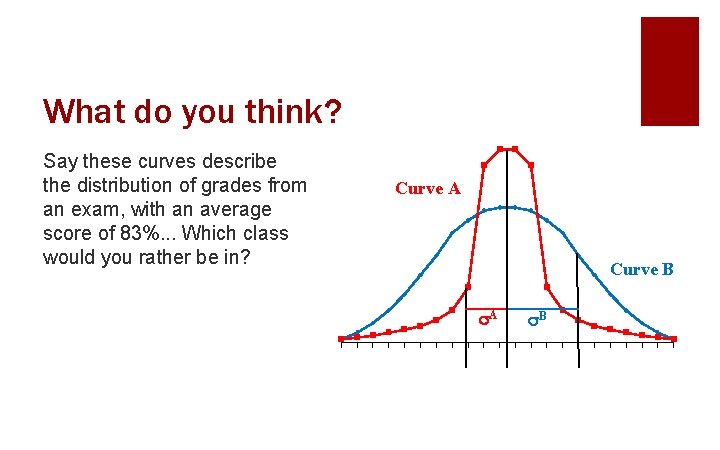 What do you think? Say these curves describe the distribution of grades from an