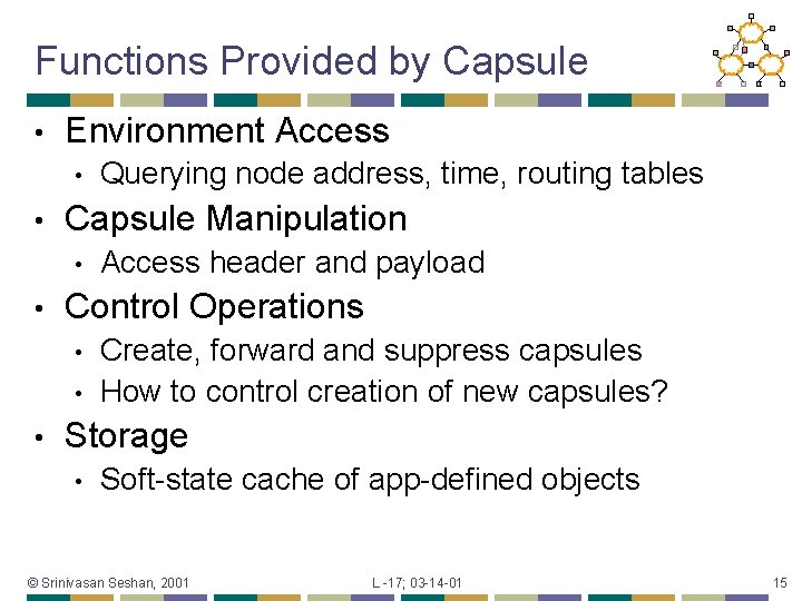 Functions Provided by Capsule • Environment Access • • Capsule Manipulation • • Access