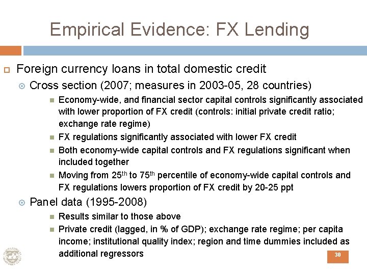 Empirical Evidence: FX Lending Foreign currency loans in total domestic credit Cross section (2007;