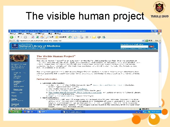 The visible human project TMUL@2009 