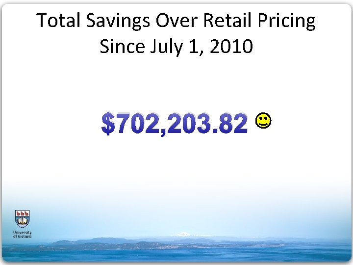 Total Savings Over Retail Pricing Since July 1, 2010 $702, 203. 82 