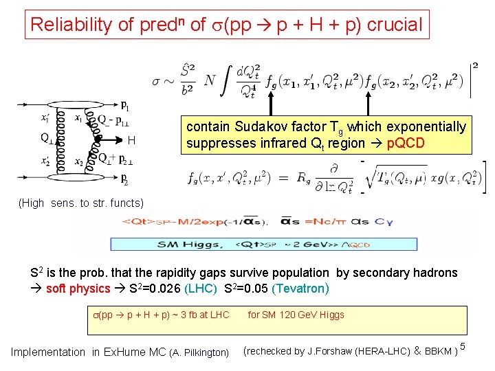 Reliability of predn of s(pp p + H + p) crucial H contain Sudakov