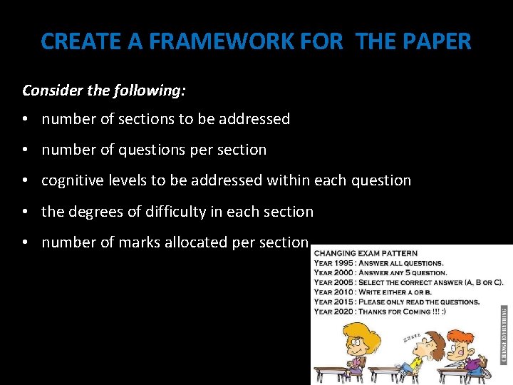 CREATE A FRAMEWORK FOR THE PAPER Consider the following: • number of sections to