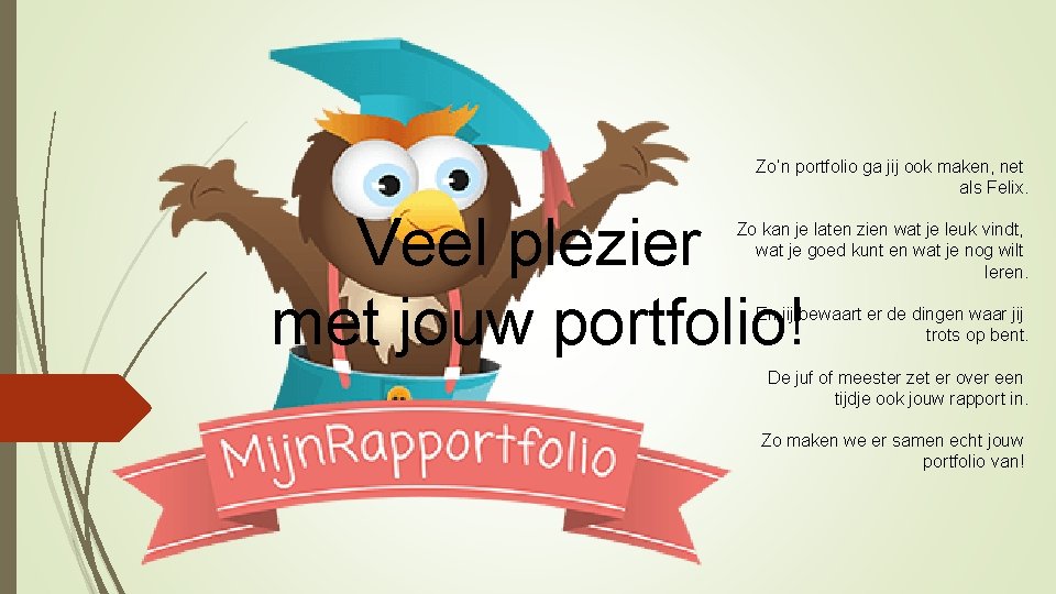 Zo’n portfolio ga jij ook maken, net als Felix. Veel plezier met jouw portfolio!