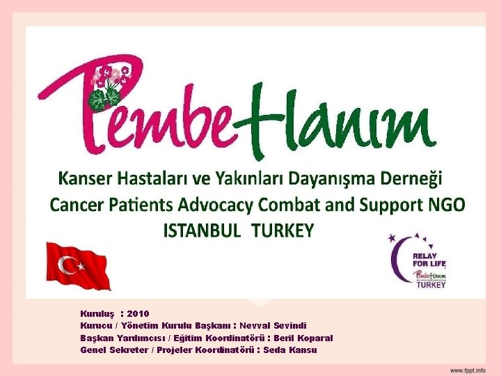 TITLE Kuruluş : 2010 Kurucu / Yönetim Kurulu Başkanı : Nevval Sevindi Başkan Yardımcısı
