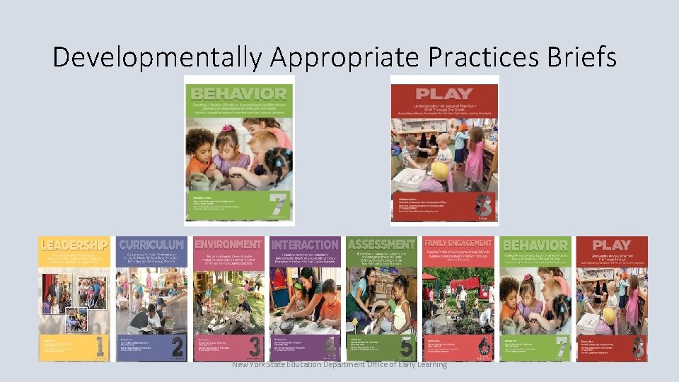 Developmentally Appropriate Practices Briefs New York State Education Department Office of Early Learning 