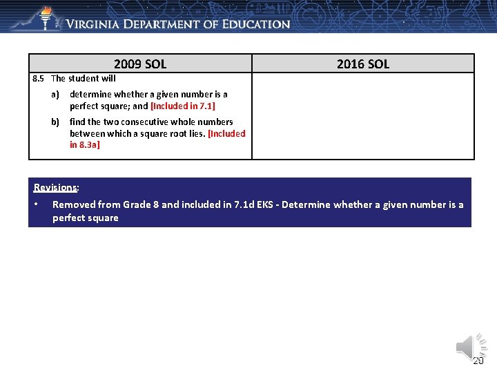 2009 SOL 2016 SOL 8. 5 The student will a) determine whether a given