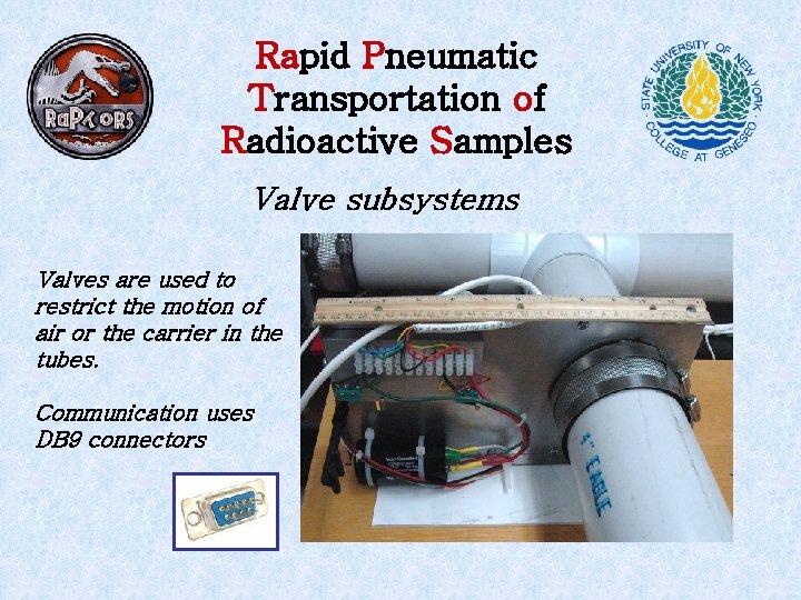 Rapid Pneumatic Transportation of Radioactive Samples Valve subsystems Valves are used to restrict the