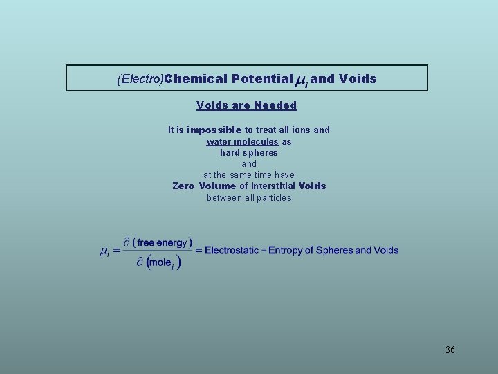 (Electro)Chemical Potential and Voids are Needed It is impossible to treat all ions and