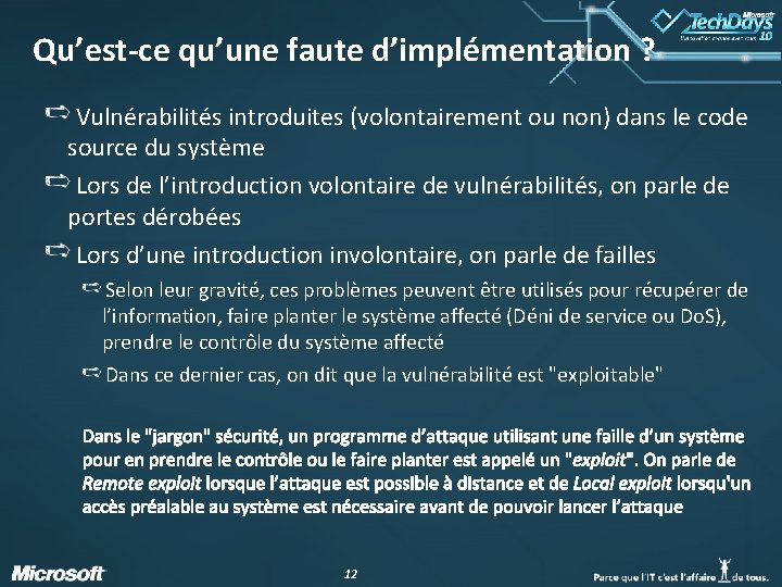 Qu’est-ce qu’une faute d’implémentation ? Vulnérabilités introduites (volontairement ou non) dans le code source