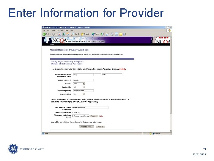 Enter Information for Provider 19 10/21/2021 