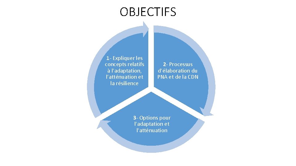 OBJECTIFS 1 - Expliquer les concepts relatifs à l’adaptation, l’atténuation et la résilience 2