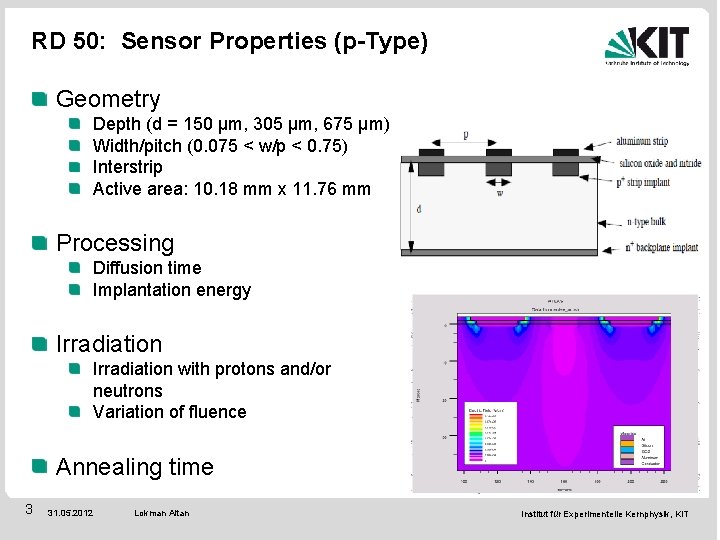 RD 50: Sensor Properties (p-Type) Geometry Depth (d = 150 µm, 305 µm, 675