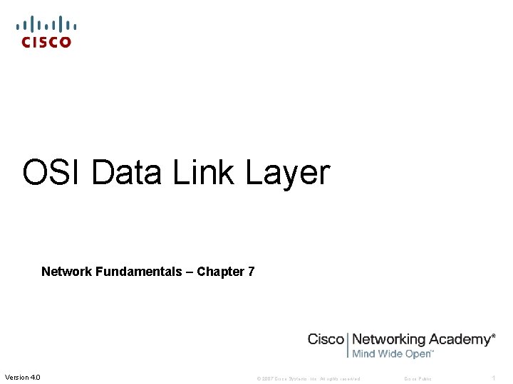 OSI Data Link Layer Network Fundamentals Chapter 7