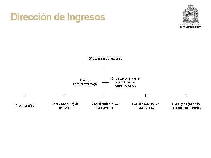 Dirección de Ingresos Director (a) de Ingresos Auxiliar Administrativo(a) Área Jurídica Coordinador (a) de