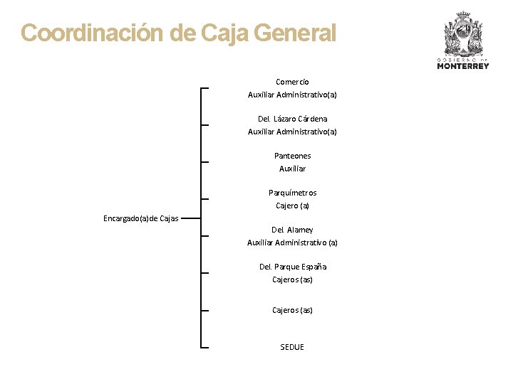 Coordinación de Caja General Comercio Auxiliar Administrativo(a) Del. Lázaro Cárdena Auxiliar Administrativo(a) Panteones Auxiliar