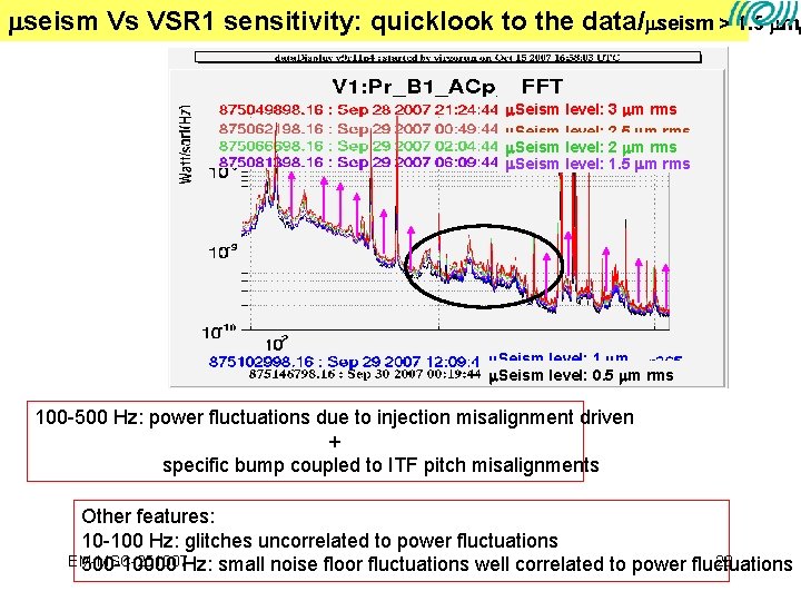  seism Vs VSR 1 sensitivity: quicklook to the data/ seism > 1. 5