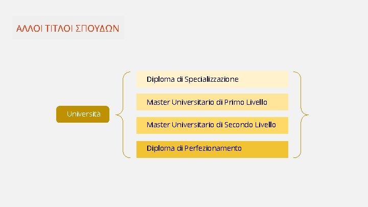 ΑΛΛΟΙ ΤΙΤΛΟΙ ΣΠΟΥΔΩΝ Diploma di Specializzazione Master Universitario di Primo Livello Università Master Universitario