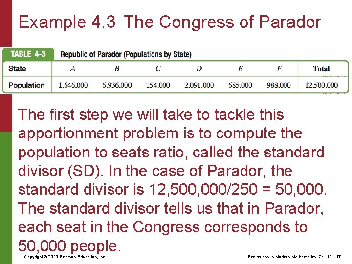 Example 4. 3 The Congress of Parador The first step we will take to